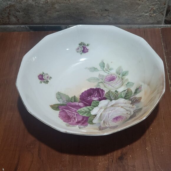 Vintage Porcelain Rose Serving Bowl Germany - Picture 11 of 12